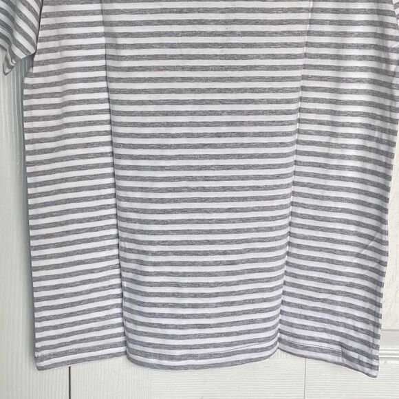 New Men T Shirt XS Stripes Crewneck Tee Gray Short Sleeve - Picture 9 of 9
